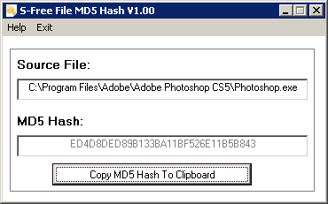 S-Free File MD5 Hash V1.00
